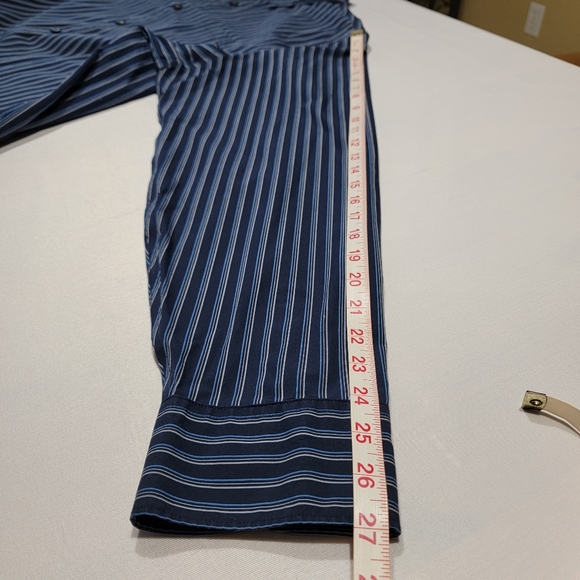 Claiborne Easy Care Blue with Stripes Button Down Shirt Men's Size XXL - Picture 9 of 15